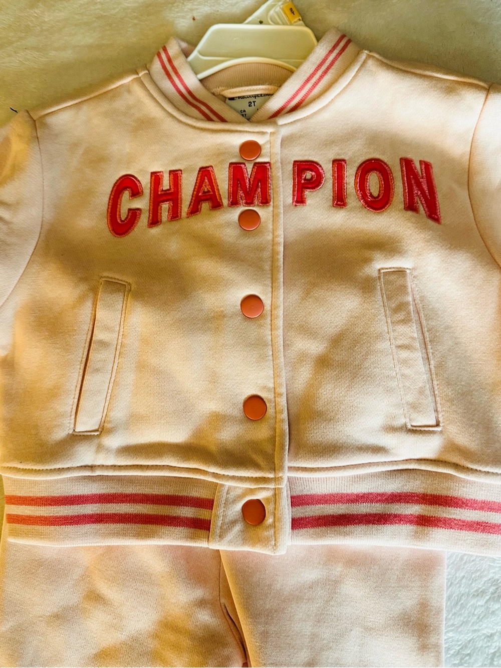 Champion Kids Pink Lettered Matching Vest Set - Light Pink with Coral Accents